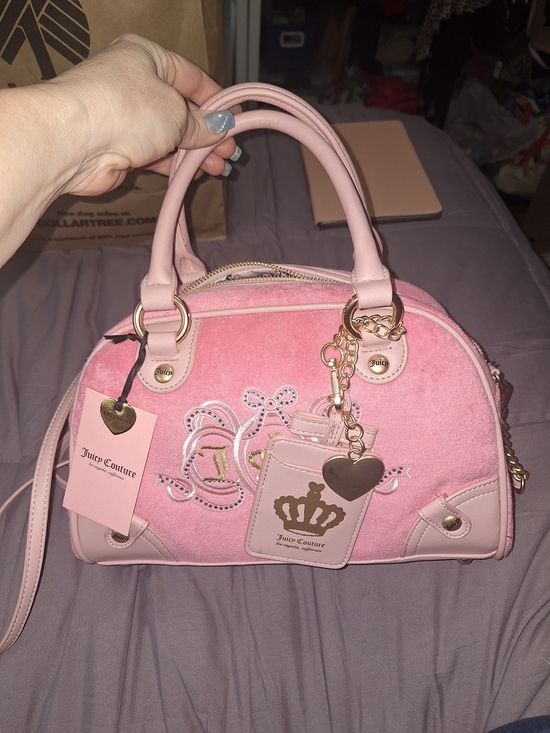 Juicy Couture Handbags - EXCLUSIVE Juicy Couture Pink Suede Dome Satchel with Gold Charm